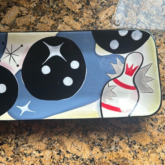 CLAY ART BOWL-O-RAMA HAND PAINTED SERVING TRAY - Picture 4 of 7